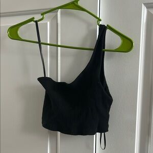 SHEIN Black Asymmetrical Sleeveless Crop Tank Top